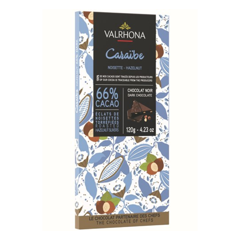 Caraibe Hazelnut 66% Dark Chocolate (120G) - Valrhona Caraibe Hazelnut 66% Dark Chocolate (120G) - Valrhona