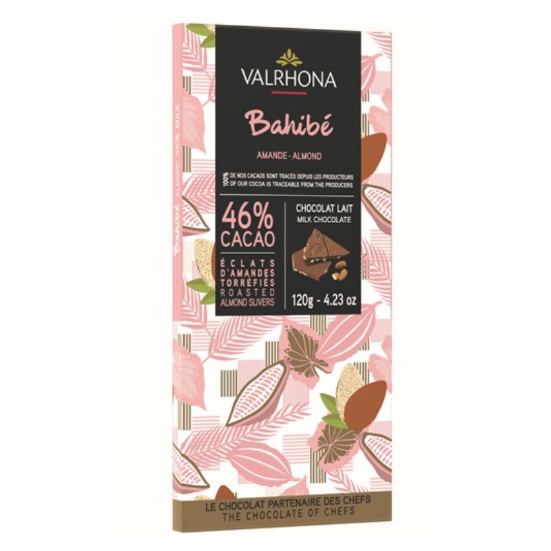 Bahibe Almond 46% Milk Chocolate (120G) - Valrhona Bahibe Almond 46% Milk Chocolate (120G) - Valrhona