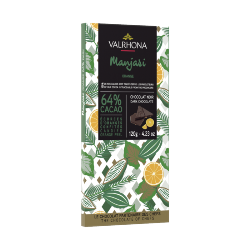 Manjari Candied Orange 64% Dark Chocolate (120G)Â - Valrhona Manjari Candied Orange 64% Dark Chocolate (120G)Â - Valrhona