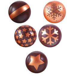 Balls Dark Chocolate Bronze Christmas 3 Design 3Cm (88Pc) - Pcb